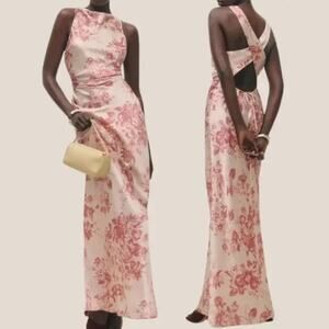 Reformation Anaiis Silk Maxi Dress NEW Cameo Rose Sleeveless Cowl Neck Size 2